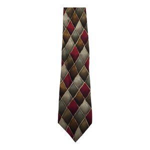 J. Garcia Checkered Pattern Green 100% Silk Necktie